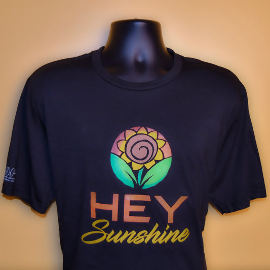 Men's 'Hey Sunshine" Small Sunflower Short Sleeve V-Neck T-Shirt